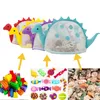 Kids Beach Shell Bags Cartoon Dinosaur Shape Seashell Toys Collection Storage Bag Outdoor Mesh Tote Portable Zipper Sand Away Pouch 5 Colors