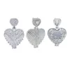 Collier pendentif en forme d'ailes en forme de cœur, breloque en zircone cubique glacée avec chaîne en corde, bijoux à la mode pour hommes et femmes