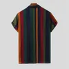 Hawaii Men Shirt Blouse Multicolor Stripes Loose Short Sleeve Casual Buttons Cotton Beach Shirt Men Camisas Para Hombre S3xl 220629