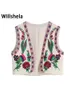 WillShela Kobiety Pozycja mody kwiatowa kamizelka uprawna kurtka vintage retro w stylu krajowym elegancka dama kamizelki stroje 220719