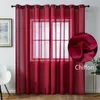 Cortina cortina Yokistg Cretans de chiffon sólidas para o quarto da sala elegante Tulle Window Window Kitchen Home DecorationCurtain