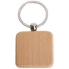 Nyckelringar 100st DIY tomt trä Key Chain Square Carved Ring cirka 40 x mm Emel22