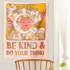 Gobelin w stylu vintage Tapestry 70s Decor Home Bądź miły i rób swoją rzecz retro słoneczniona plakat tło tło dekoltowe