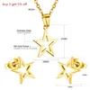 Brincos Colar Gold Gold SIINLESS STEL STAR JEWESTS PENENTE PENSO DE CASAMENTO PENDE