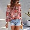 Women's Blouses & Shirts Plus Size Clothing For Men Womens Top Sexy Off Shoulder Floral Long Sleeve Print Cropped Shirt Medium Set WomenWome