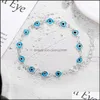 Link Chain Bracelets Jewelry Lucky Evil Eye Bracelet Gold Sier For Women Blue Glass Turkey Adjustable Men G Dhkid