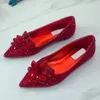 Popular Baotou Comuting Sapatos de casamento sapatos de vestido Diamantes coloridos embelezados vamp para destacar a beleza requintada elegante designer nobre sapato plano