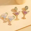 Tasse de verre à vin d'été suscite des boucles d'oreilles pour la mode pour femmes créatives de bijoux de bois de bijoux de bijoux d'anniversaire pour ami