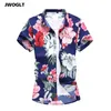 45KG120KG Summer Kwiaty z krótkim rękawem Koszule plus rozmiar 5xl 6xl 7xl Button Down Social Hawaiian Floral Shirt 210412