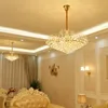 Golden K9 Crystal Chandeliers Lights Fixture LED Modern Luxury Pendant Chandelier Lamps American Classic Droplight European Hotel Home Indoor Hanging Lighting