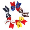 10 couleurs Softball bébé bandeau fille Baseball bandeaux Rugby noeud-noeud queue d'aronde cheveux arcs Cheerleading cheveux accessoires