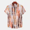 Casual shirts voor heren heren katoen polyester zomer zomers shirt shirt geometrische plaids patroon Hawaiian strand mannelijke blouse voor menmen's