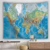 Hippie Boho Map Carpet Wall Hanging Psychedelic Tapestry World Map Abstract Retro Farm Decor Wall Carpet Blanket Mattress J220804