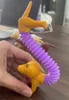 Creative Fidget Toys DIY Plastic Telescopic Animal Sensory Stretch String Tube Children Early Education Decompression Toy Kids Gift opp bag Sound Decompression