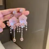 Bengelen kroonluchter Boheemse lange tasel acrylbloemen drop oorbellen voor vrouwen elegante kristal parel oorbellen vrije tijd vakantie sieraden