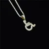 Ожерелья с подвесками Iced Out Коляска-коляска с логотипом Ожерелье Золото Серебро Цвет Bling CZ Кристалл Хип-хоп Рэппер Цепь Для Мужчин Женщин Heal22