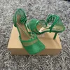 Сексуальные зеленые сетчатые женские туфли-лодочки, сандалии, женские туфли-лодочки с квадратным носком на высоком каблуке, на шнуровке, с перекрестной шнуровкой, на шпильках, с полыми праздничными туфлями, женские 220421