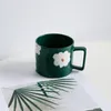 Fincan tabakları ins nordic retro elle boyanmış çiçek seramik kahve sütü çekme çiçek fincan ev ofis içme fincanı
