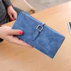 2022 Koreansk utgåva Frosted Pu Long Leaf Women's Wallet Card Bag Stor kapacitet Fashion Versatile Trend Women's Zero Plånböcker