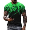 Färgglad Flame Graphic 3D Print Mens Tshirt Fashion Oneck Short Sleeve Street Trendy Overized T Shirt Casual Male Topps Tees 220607