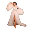 Elegant Tulle Maternity Prom klänningar Hög halsdelad fotografering Sexig brud fluffig mantel full längd lång badrock födelsedagsklänningar