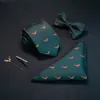 Bow Ties CM Red Men's Silk Tie Handkakor Set Jacquard vävande slips dinosauriplan hund födelsedagspresent bröllop party bindar