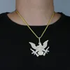 Hip Hop Iced Out Micro Gepflasterte CZ Bling König Adler Anhänger Halskette für Männer Junge Punks Stile Schmuck Großhandel