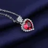 Love Heart of the Sea Red Zircon Diamond Pendant Sweet Necklace Women European and American Style Wedding Fashion Jewelry Girlfriend's Birthday Present Choker Chain