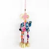 Objetos decorativos Figuras da Tailândia Decorações de pendura de pano floral Chain de elefante -chave Bolas de lã coloridas pingentes de miçangas de madeira min