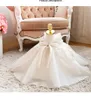 Luxueuse fleur robe fille longue train avec perle d'arc 3d fleurs appqUlies en dentelle robes princesse princesse d'abord saint robes de communion fisrst 403