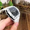 Uxury Watch Date 2022 White Richa Milles Mens Автоматические механические часы с углеродным волокном Персонализированное выпадение ленты