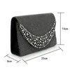 NXY Evening Bags Women Clutches Crystal Metal Diamond Black Clutch Wedding Dress Bridal Handväskor Bolsa Chain Bag 220506