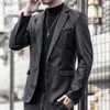 Casual ontwerp 2022 voor stijl winterleren jas pu faux zwart bruin klassieke vintage vintage plus fluweel dikke warme suede jas l220801
