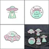 Pins Broscher Smycken Europa Rymdskepp Färg Katt Brev Broscher Geometrisk Rund Månstjärna Cowboy Pins Unisex Legering Emalj Kläder Bad Dhxpc