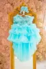Sky Blue Flower Girl Dresses Floor Length Ruffle Sleeve Floral Little Girl Wedding Dress Communion Pageant Birthday Gowns