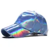 Cappellini da baseball Cappellini da baseball Cappelli alla moda per arcobaleno che cambia colore Visiera parasole in pelle verniciata Hip Hop Uomo Berretto da baseball regolabile Donna Bone Casquetteball