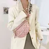 Waist Bags Holographic Fanny Pack Women Pearl Chain Leather Wide Shoulder Crossbody Chest Travel Female Banana Phone Purse 220423