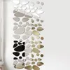 ウォールステッカー20ピースの取り外し可能な自己接着剤3D小石デカールミラー表面壁画芸術リビングルーム飾り家の装飾
