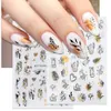 Decalque e adesivo para unhas Flor Folha Árvore Verão Simples Adesivos Faça Você Mesmo Para Manicure Nail Art Marca d'água