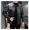 2022 automne cuir vestes hommes mince col rabattu PU moto vélo manteau mode Streetwear affaires Social hommes vêtements