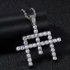 Pendant Necklaces Hip Hop Cubic Zirconia Paved Bling Iced Out 3 Cross Splice Pendants Necklace For Men Hiphop Rapper Jewelry Silver ColorPen