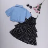 Set di vestiti per ragazze Abbigliamento estivo per bambini Per bambini Abiti eleganti Adolescenti Dot Sling Girl Outfits Roupa Infantil Menina 4 8 12Y 220326