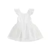 Baby tjejer ärmlös tulle sling klänning barn flyga ärm mesh prinsessan klänningar sommar boutique barn kläder 6 färger M4078