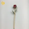 Decoratieve bloemen kransen inches droge roos gemaakt 24k goud vergulde parel rood gekleurd echt ondergedompeld met mooie geschenkdoos voor Valentijnsdag cadeau