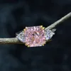 Anelli a grappolo in argento sterling 925 da 10 mm 11CT quadrato simulano moissanite citrino pietra preziosa da sposa gioielli di fidanzamento di nozzeCluster Rita22