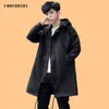 Men's jacket Spring and autumn new fashion hooded long coat windbreaker men's solid color loose jacket large size men's clothing T200502