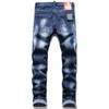 Jeans de grife de designer de designer angustiado Biker Slim Fit Motorcyclers Denim para homens de moda de moda calça preta derramar hommes