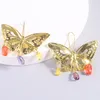 Papillon boucles d'oreilles pour femmes coloré pierre perlée Animal en forme de pendentif boucles d'oreilles bijoux de mode