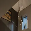 Lâmpada de lustre de escada simples Luz de luxo de luxo longo Building Building Building Villa Loft Stairwell Chandeliers rotativos