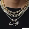 Benutzerdefinierte Name AZ Kursive Buchstaben Anhänger Halskette Für Männer Frauen Geschenke Zirkonia Halskette Hip Hop Schmuck